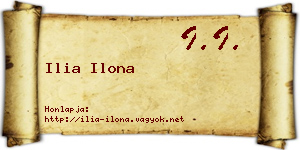 Ilia Ilona névjegykártya